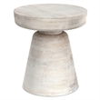 Simpli Home Robbie Solid Wood Round Accent Table in Distressed White Wash