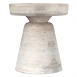 Simpli Home Robbie Solid Wood Round Accent Table in Distressed White Wash