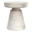 Simpli Home Robbie Solid Wood Round Accent Table in Distressed White Wash