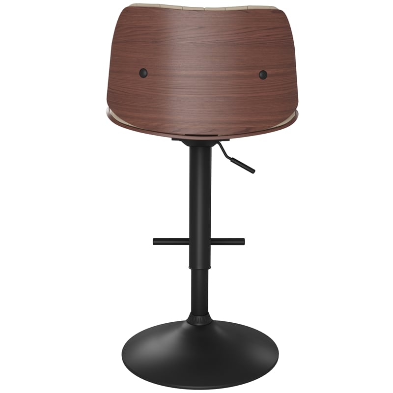 Goulding Modern Adjustable Swivel Bar Stool in Cream Vegan Faux Leather