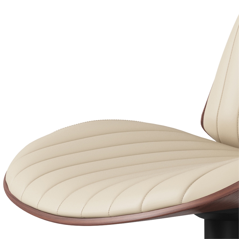 Goulding Modern Adjustable Swivel Bar Stool in Cream Vegan Faux Leather
