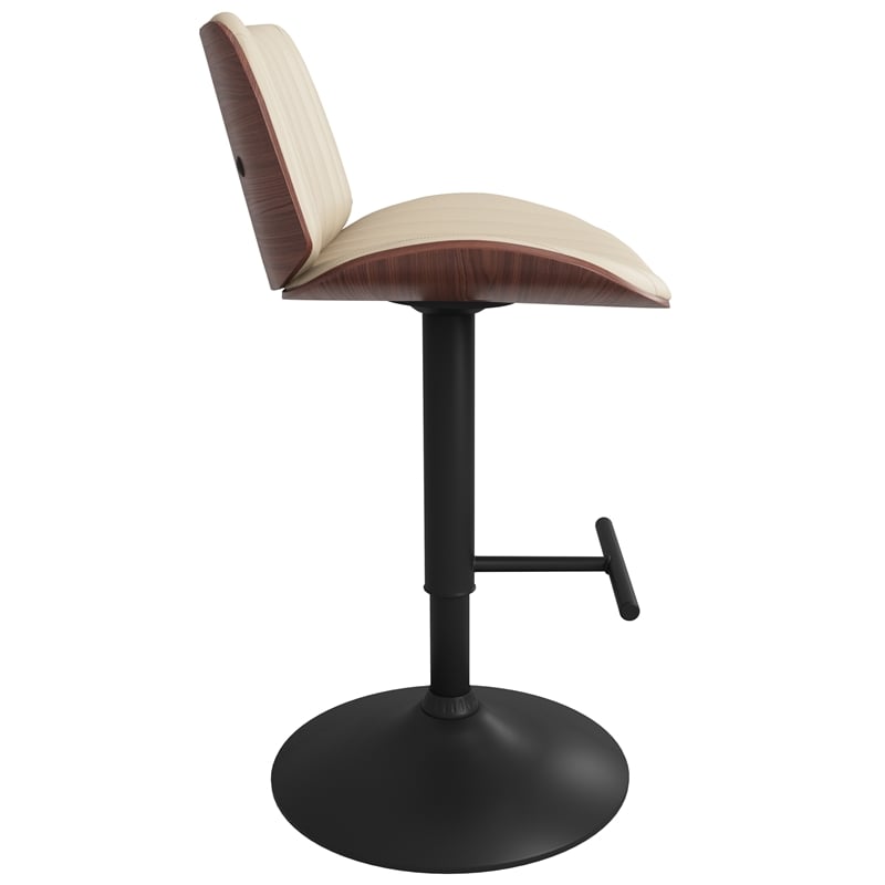 Goulding Modern Adjustable Swivel Bar Stool in Cream Vegan Faux Leather