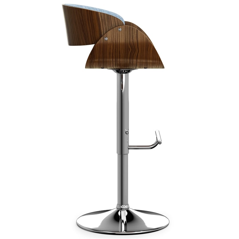 Amery  Adjustable Swivel Bar Stool in Denim Blue Linen Look Fabric