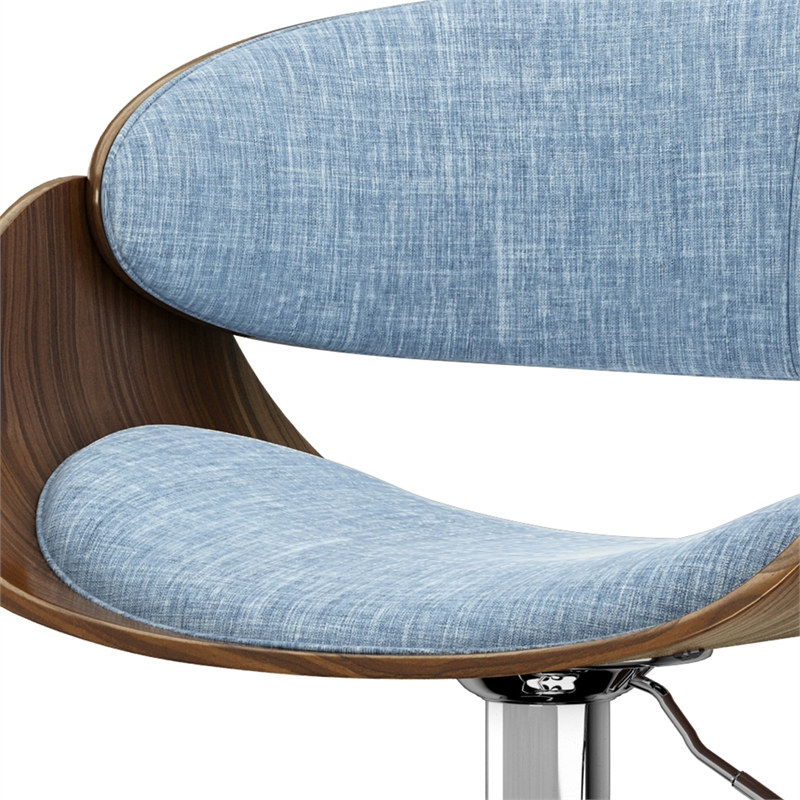 Amery  Adjustable Swivel Bar Stool in Denim Blue Linen Look Fabric