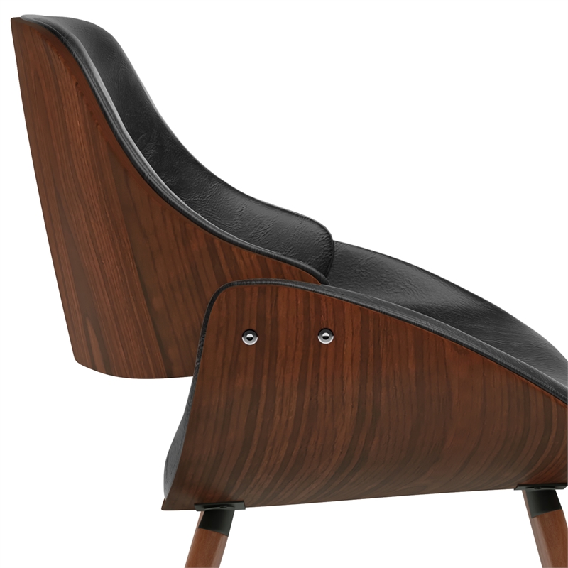 Malden  Bentwood Dining Chair in Distressed Black Faux Leather