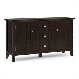 Bedford SOLID WOOD 54&quot Wide Transitional Sideboard Buffet in Dark Tobacco Brown