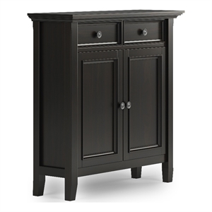 Simpli Home Amherst 36&quotW Solid Wood Entryway Storage Cabinet in Hickory Brown
