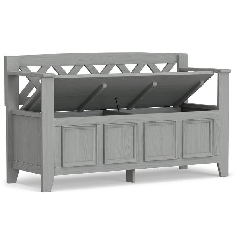 Amherst 48 inch Wide Solid Wood Transitional Entryway Bench in Fog Gray