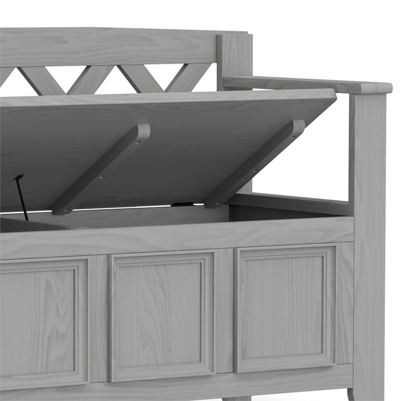 Amherst 48 inch Wide Solid Wood Transitional Entryway Bench in Fog Gray