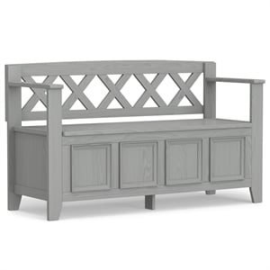 Amherst 48 inch Wide Solid Wood Transitional Entryway Bench in Fog Gray