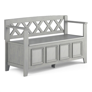 amherst solid wood 48 inch wide transitional entryway storage bench in fog gray