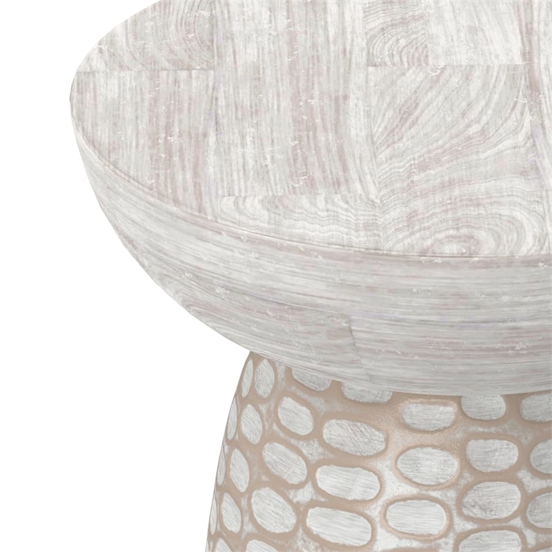 Boyd 13 inch Wide Solid Wood Contemporary Accent Table in White Wash & Assembled