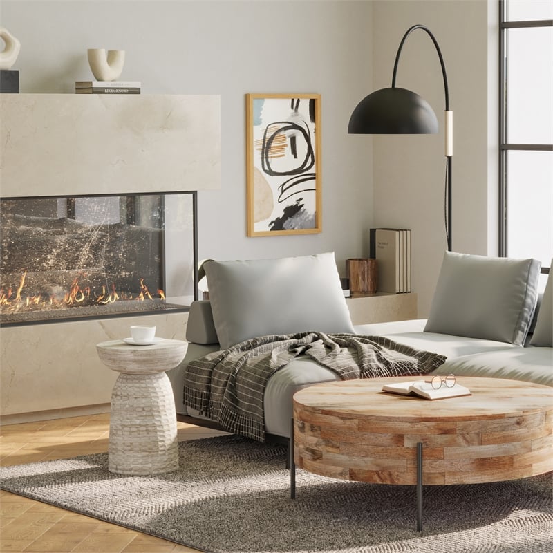 Boyd 13 inch Wide Solid Wood Contemporary Accent Table in White Wash & Assembled