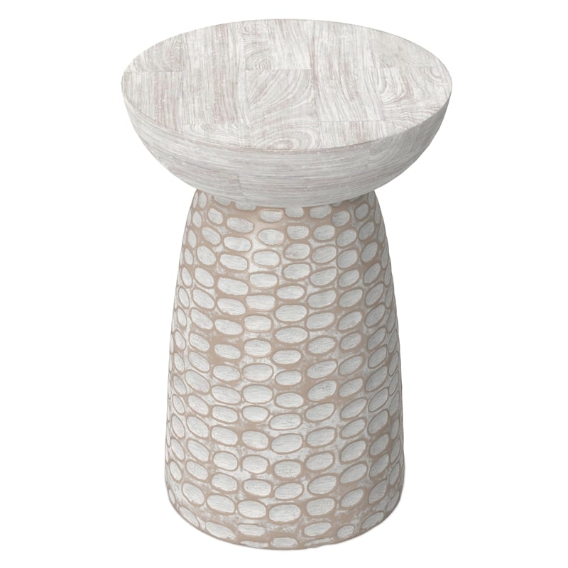 Boyd 13 inch Wide Solid Wood Contemporary Accent Table in White Wash & Assembled