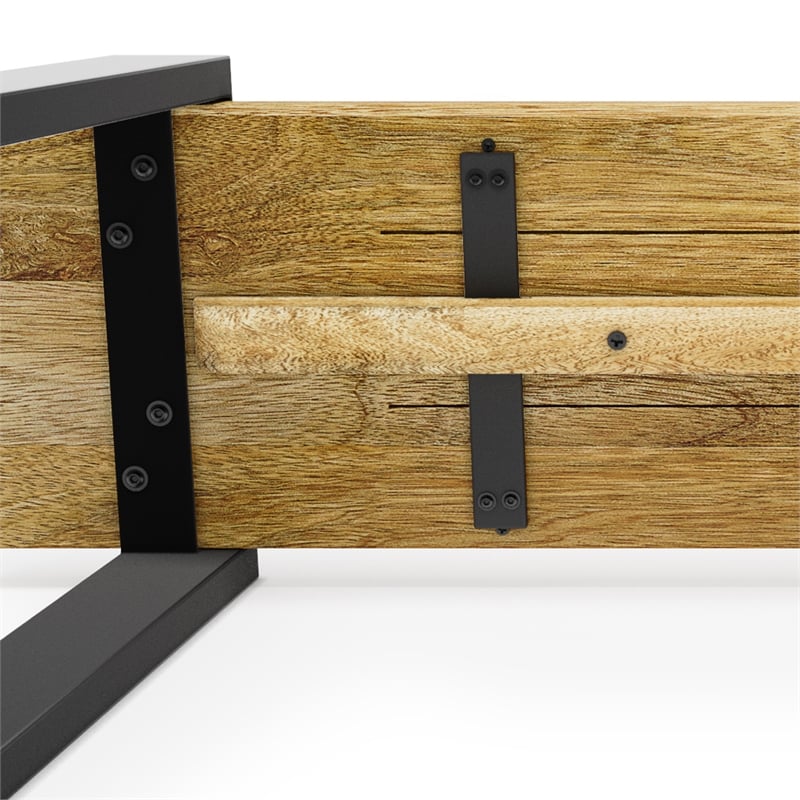 Nessa SOLID MANGO WOOD 42 inch Wide Industrial Contemporary Bench in Natural