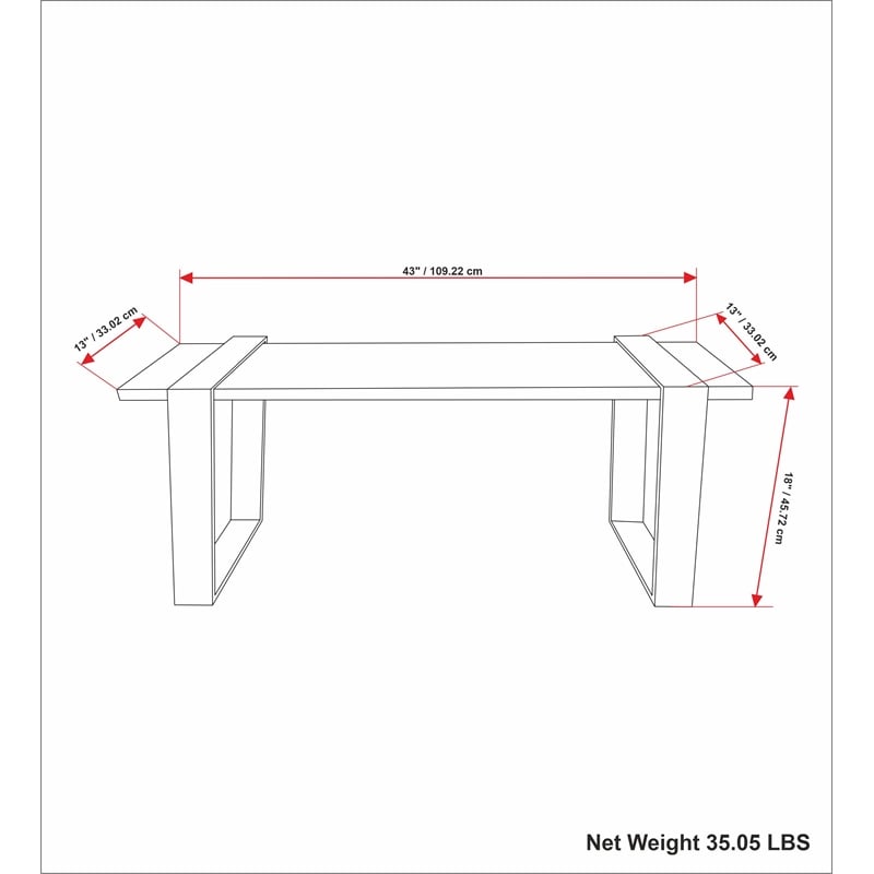 Nessa SOLID MANGO WOOD 42 inch Wide Industrial Contemporary Bench in Natural