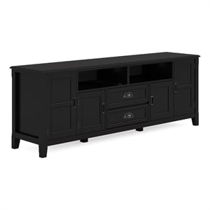 Burlington SOLID WOOD 72&quotWide  TV Media Stand in Black  For TVs up to 80 inches