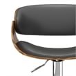Simpli Home Amery Faux Leather Adjustable Swivel Bar Stool in Charcoal Gray