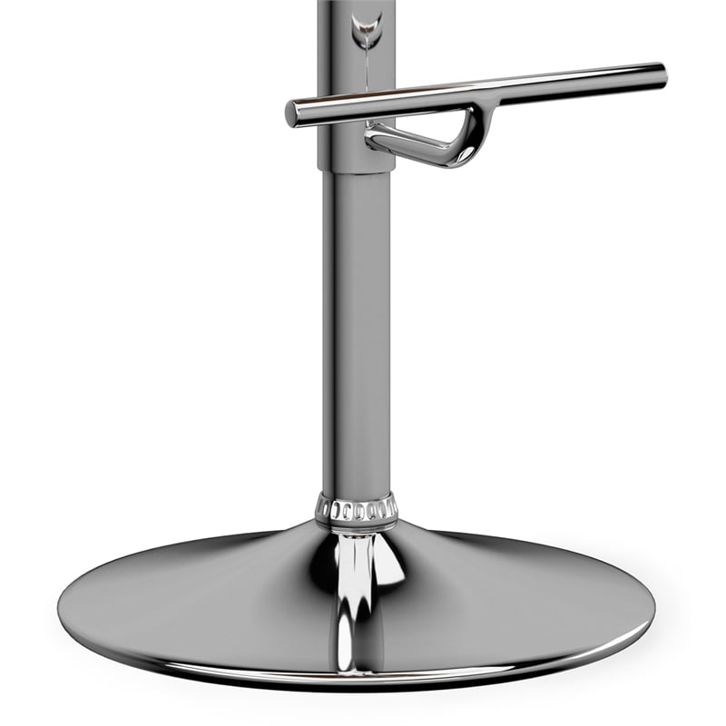 Simpli Home Amery Faux Leather Adjustable Swivel Bar Stool in Charcoal Gray