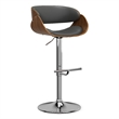 Simpli Home Amery Faux Leather Adjustable Swivel Bar Stool in Charcoal Gray