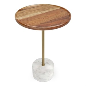 Simpli Home Becker 15 &quot Wide Wood Side Table in Natural/Off White