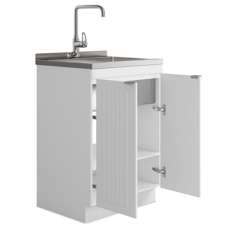 Murphy All-In-One 24-inch Laundry Utility Sink and Cabinet in Pure White