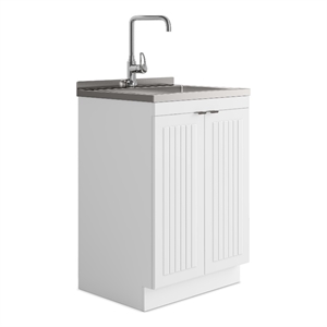 Murphy All-In-One 24-inch Laundry Utility Sink and Cabinet in Pure White