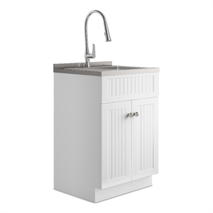 Beckham Transitional 34&quot Laundry Cabinet with Faucet and Stainless Steel Sink