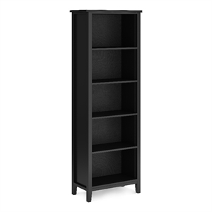 artisan solid wood 72 inch x 26 inch contemporary 5 shelf bookcase in black