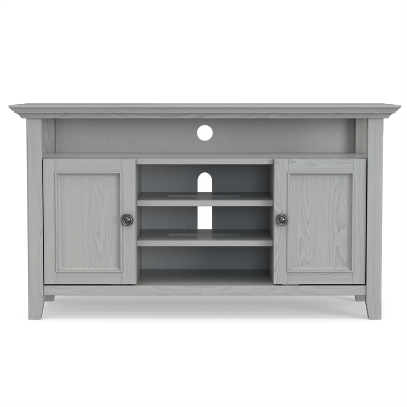Amherst 54 inch Wide Solid Wood Transitional TV Stand in Fog Gray