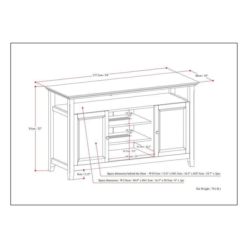 Amherst 54 inch Wide Solid Wood Transitional TV Stand in Fog Gray