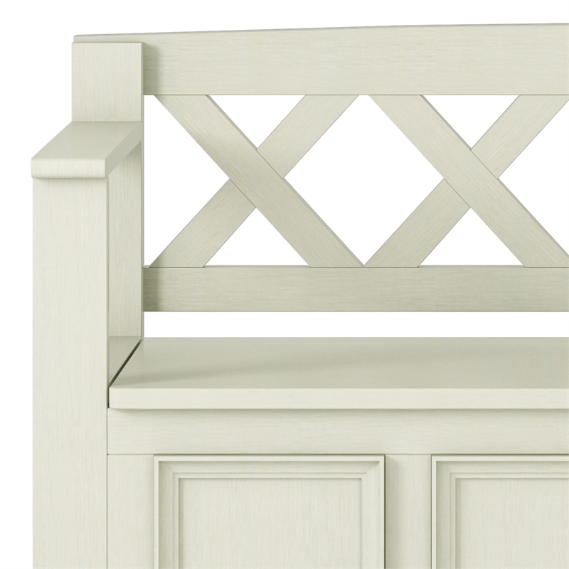 Amherst 48 inch Wide Solid Wood Transitional Entryway Bench in Antique White