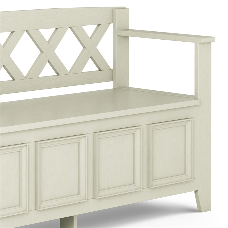 Amherst 48 inch Wide Solid Wood Transitional Entryway Bench in Antique White