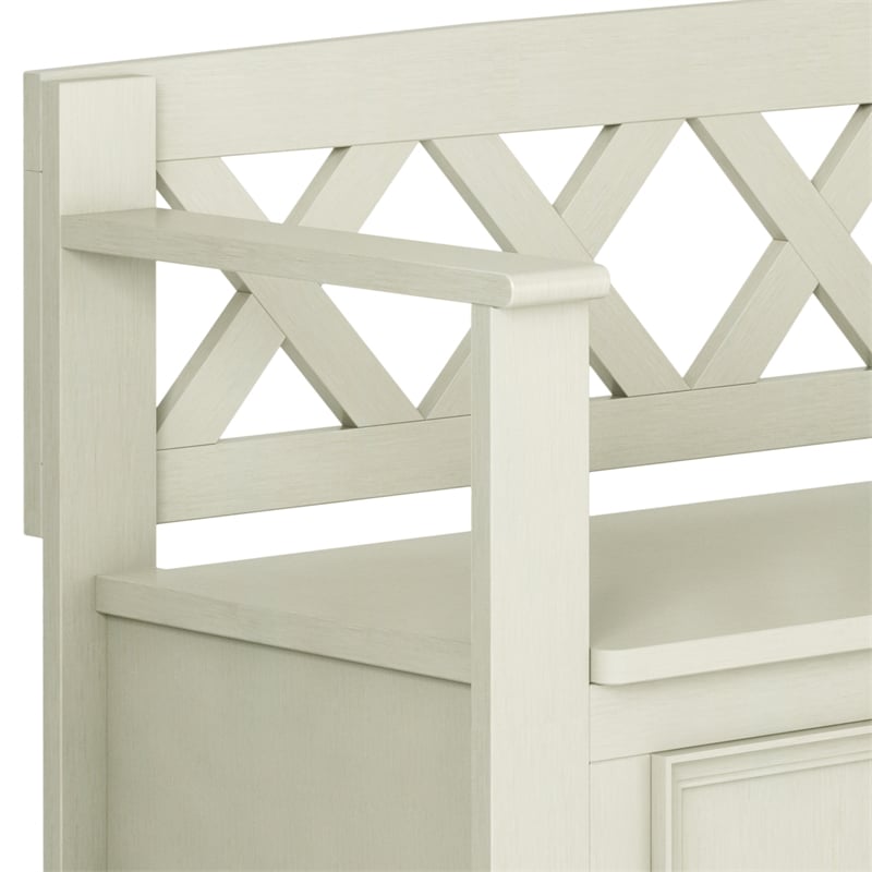 Amherst 48 inch Wide Solid Wood Transitional Entryway Bench in Antique White
