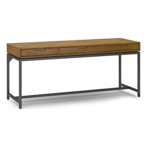 Simpli Home Banting 72&quotW Solid Wood Computer Desk in Medium Saddle Brown