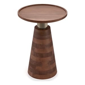 Simpli Home Kramer 16&quotW Round Solid Wood/Iron Metal End Table in Cognac