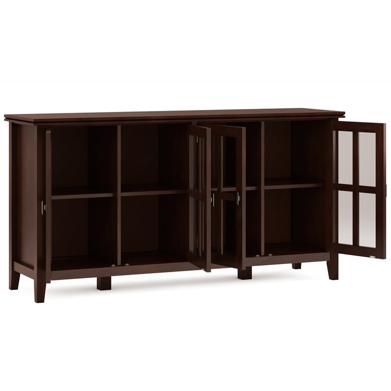 Artisan SOLID WOOD 66 inch Wide  Wide 4 Door Storage Cabinet in Russet Brown