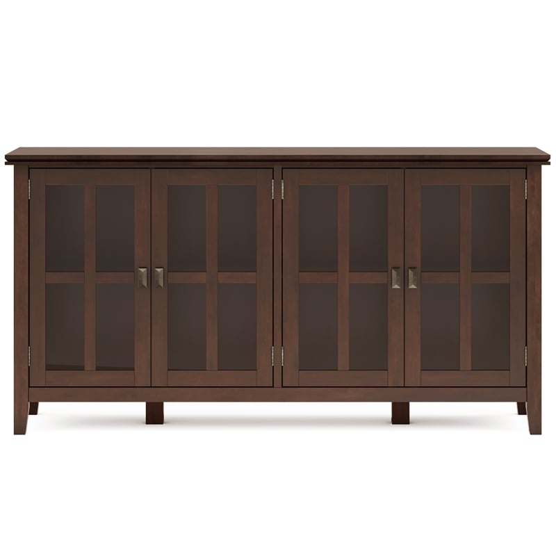 Artisan SOLID WOOD 66 inch Wide  Wide 4 Door Storage Cabinet in Russet Brown