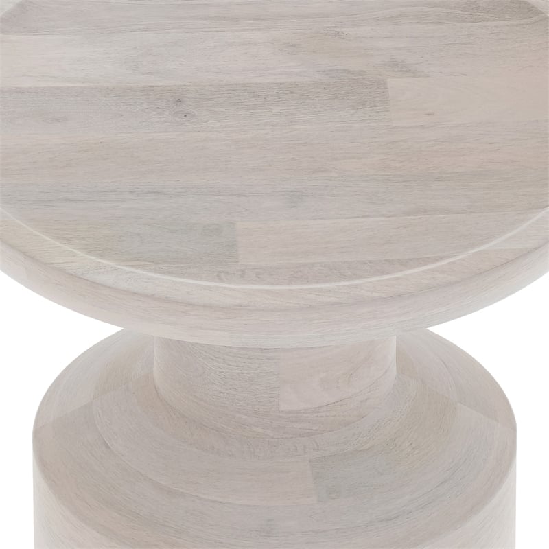 Haynes 16 inch Wide Solid Mango Boho Accent Table in White Wash & Assembled
