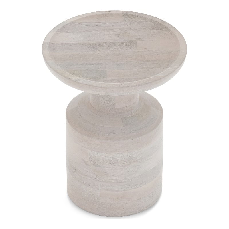 Haynes 16 inch Wide Solid Mango Boho Accent Table in White Wash & Assembled