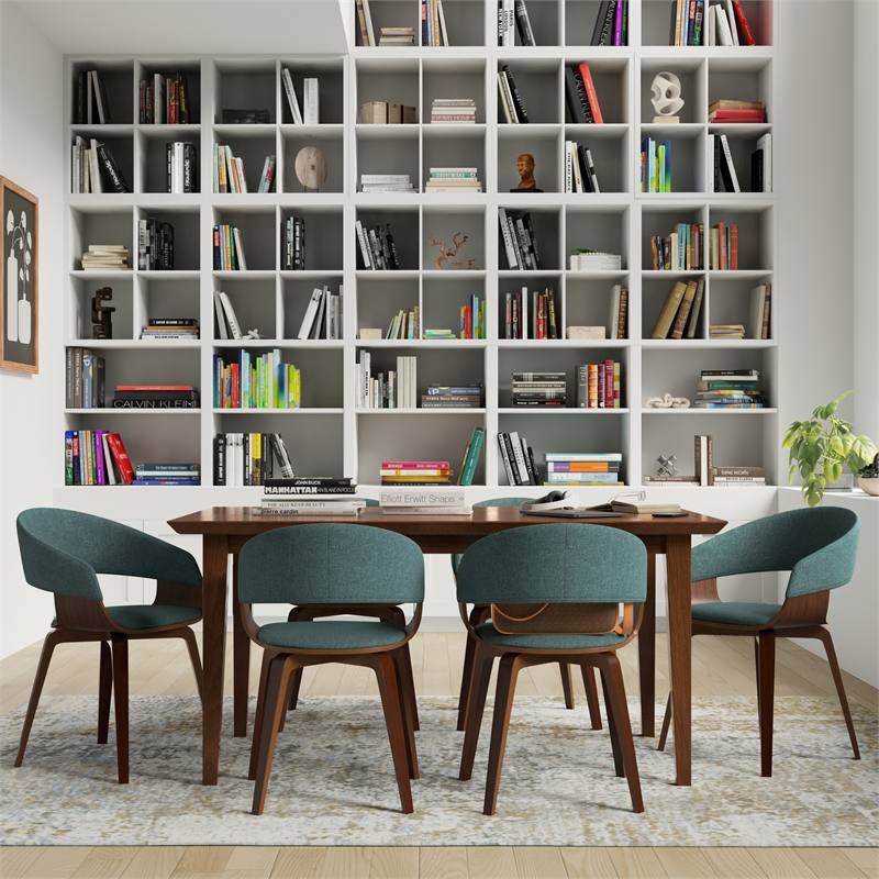 Simpli Home Lowell Modern Bentwood Dining Chair in Light Turquoise Blue