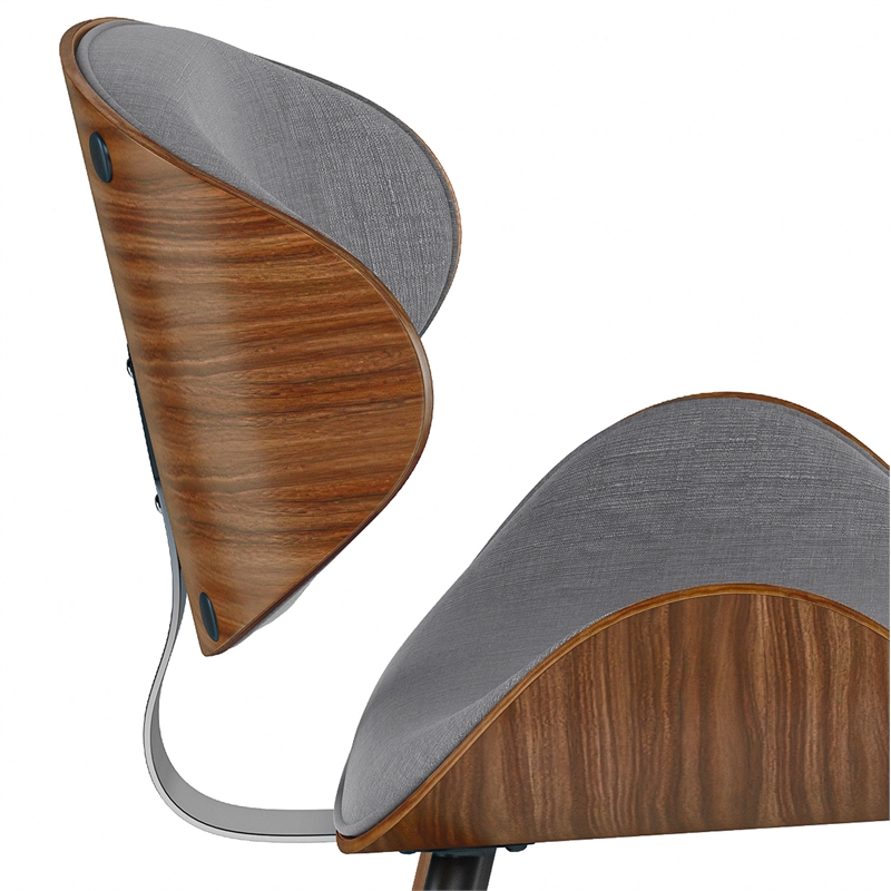 Simpli Home Marana Mid Century Modern Faux Leather Dining Chair in Gray