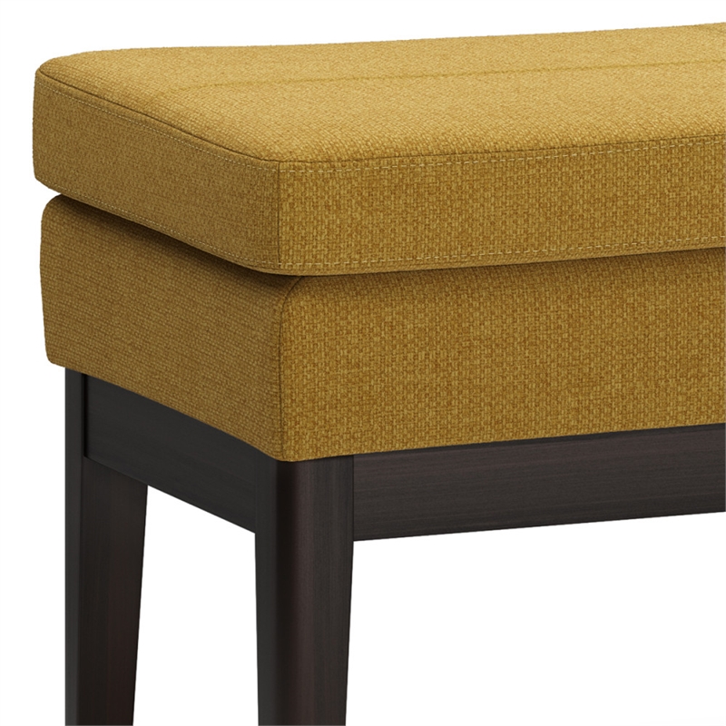 Carlson 45 inch Wide Mid Century Ottoman Bench in Marigold Woven Fabric