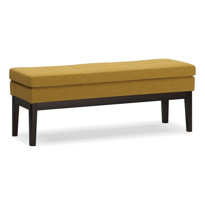 Carlson 45 inch Wide Mid Century Ottoman Bench in Marigold Woven Fabric