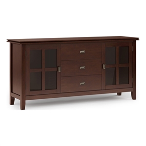 Artisan SOLID WOOD 60&quot Wide Contemporary Large Sideboard Buffet in Russet Brown