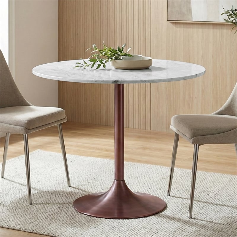 Osborne  and Iron 36 inch x 36 inch Round Contemporary Dining Table in White