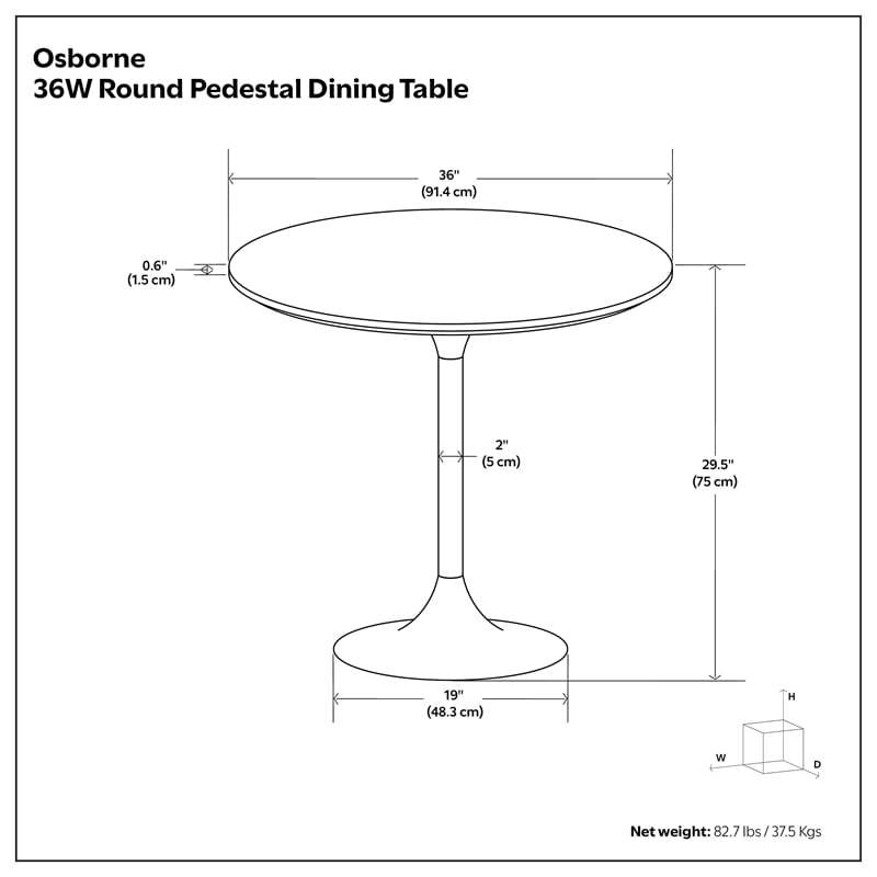 Osborne  and Iron 36 inch x 36 inch Round Contemporary Dining Table in White