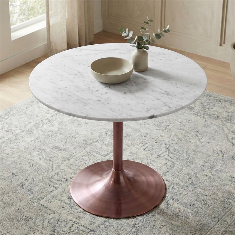 Osborne  and Iron 36 inch x 36 inch Round Contemporary Dining Table in White