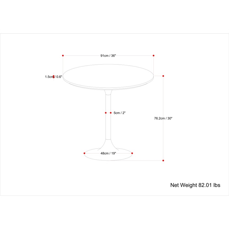 Osborne  and Iron 36 inch x 36 inch Round Contemporary Dining Table in White