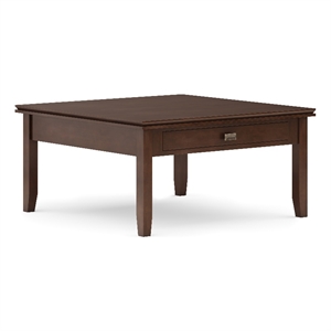 Simpli Home Artisan Solid Wood 36&quot Wide Square Coffee Table in Russet Brown